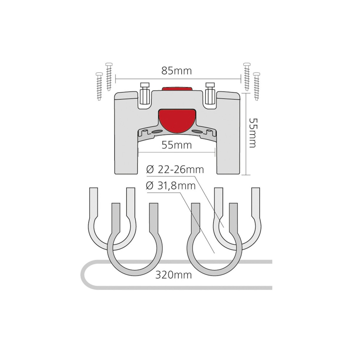 Fixation pour cintre OS/22-26 + 2colliers Fixation pour cintre OS/22-26 + 2colliers