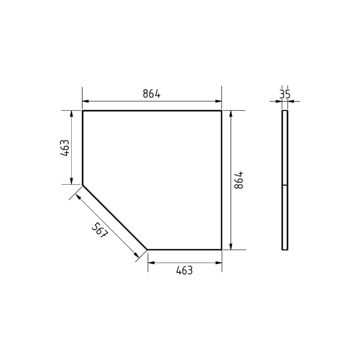 Plan de travail en Hêtre, meuble d'angle